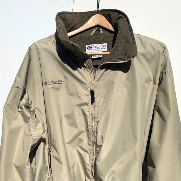 Vintage Columbia Men’s Fleece-Lined Bomber Jacket Full Zip Khaki XXL